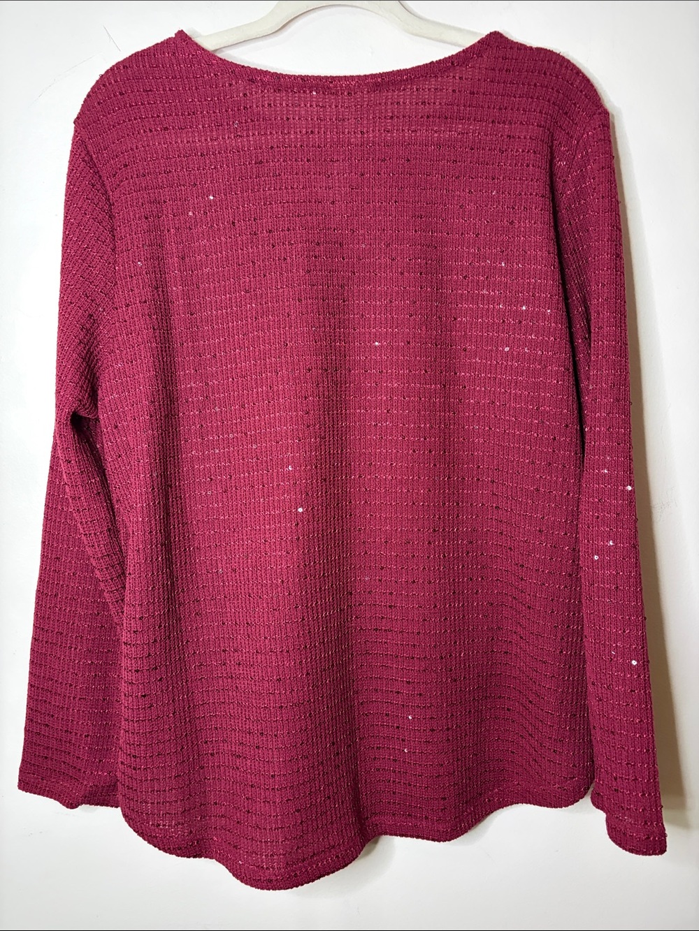 Ruby Rd. Textured Long-Sleeve Keyhole Sweater - Raspberry - Picture 4 of 4